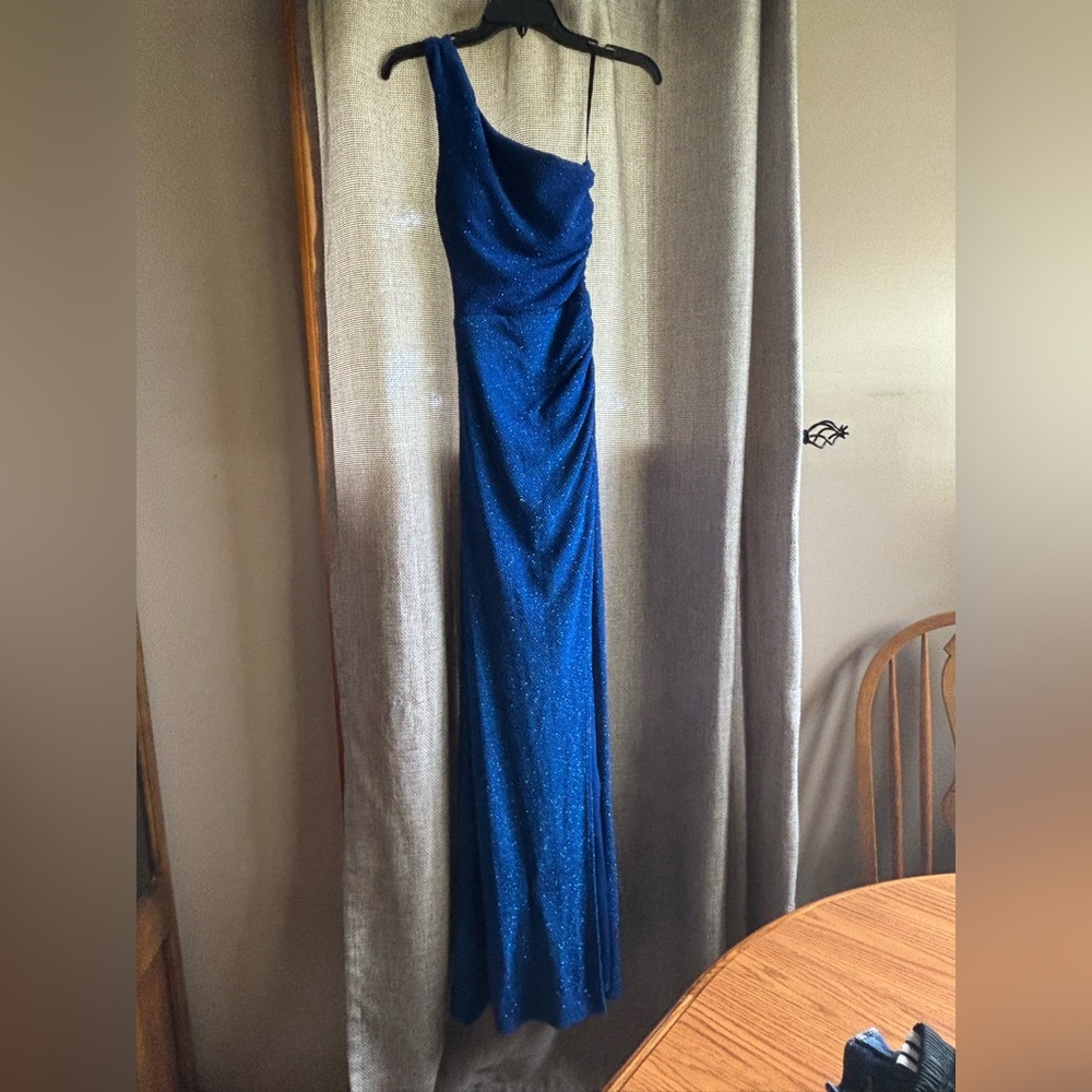 Dillards One Shoulder, Open Back, Royal Blue Prom Dress